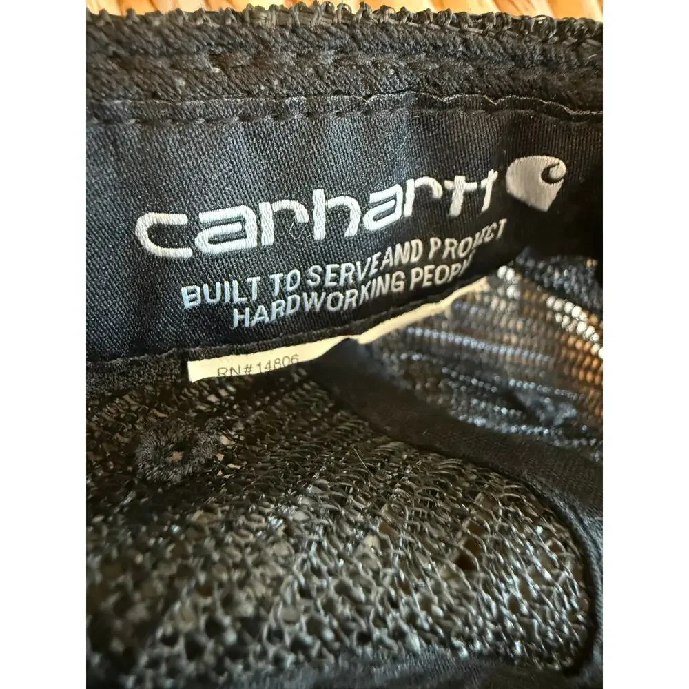Carhartt Youth Black Canvas & Mesh Baseball Cap Adjustable Snapback Logo Hat